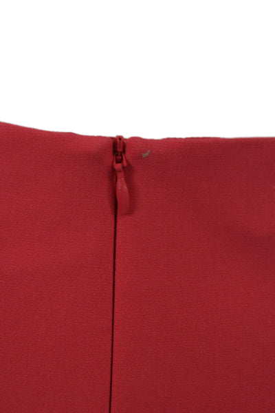 Alexis Women Mini Red Polyester Square Neck Sleeveless Button Dress Size XS