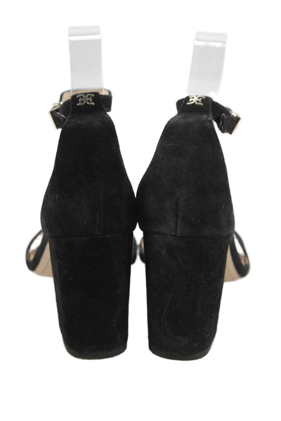 Sam Edelman Women's Open Toe Suede Block Heel Ankle Straps Sandals Black Size 6