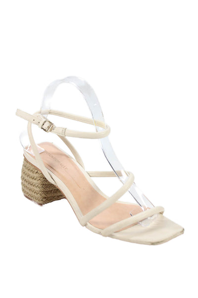 Intentionally Women's Square Toe Strappy Block Heel Sandals Cream Size 37