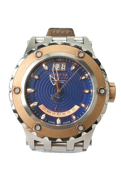 Invicta Mens Stainless Steel + Leather Reserve 10097 Quartz Watch 52mm