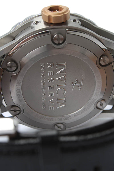 Invicta Mens Stainless Steel + Leather Reserve 10097 Quartz Watch 52mm