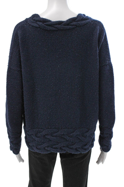 Sharis Place Womens Cashmere Blend V-Neck Pullover Sweater Blue Size S
