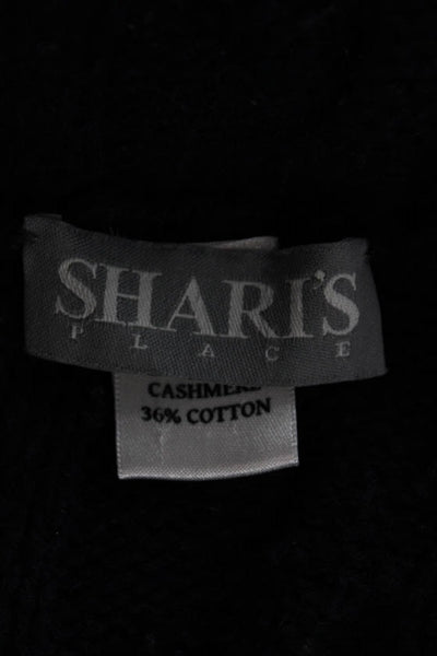 Sharis Place Womens Cashmere Blend V-Neck Pullover Sweater Blue Size S