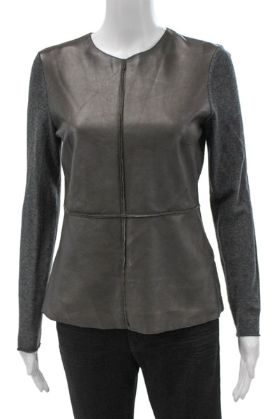 Allude Womens Basic Merino Wool Gray Long Sleeve Round Neck Blouse Size S