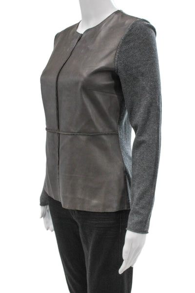 Allude Womens Basic Merino Wool Gray Long Sleeve Round Neck Blouse Size S