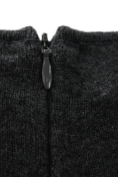 Allude Womens Basic Merino Wool Gray Long Sleeve Round Neck Blouse Size S