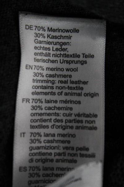 Allude Womens Basic Merino Wool Gray Long Sleeve Round Neck Blouse Size S