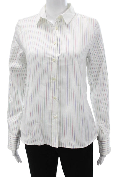 Rani Arabella Women Striped Collared Cotton Long Sleeve Blouse Multicolor Size S