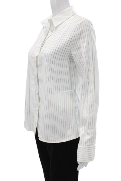Rani Arabella Women Striped Collared Cotton Long Sleeve Blouse Multicolor Size S