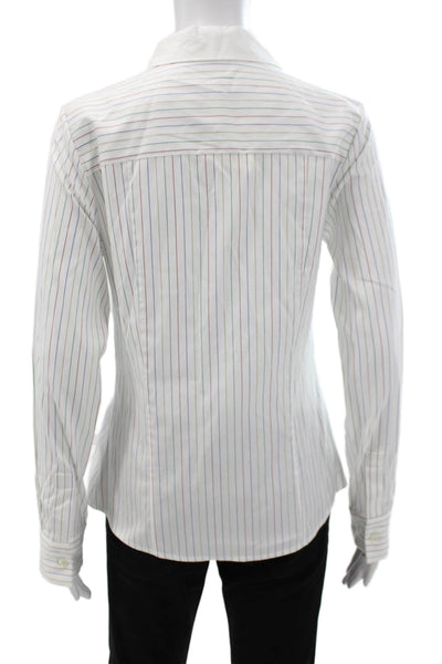 Rani Arabella Women Striped Collared Cotton Long Sleeve Blouse Multicolor Size S