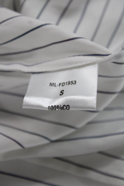 Rani Arabella Women Striped Collared Cotton Long Sleeve Blouse Multicolor Size S