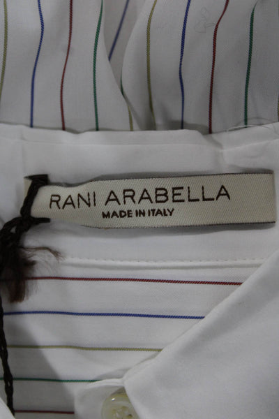 Rani Arabella Women Striped Collared Cotton Long Sleeve Blouse Multicolor Size S