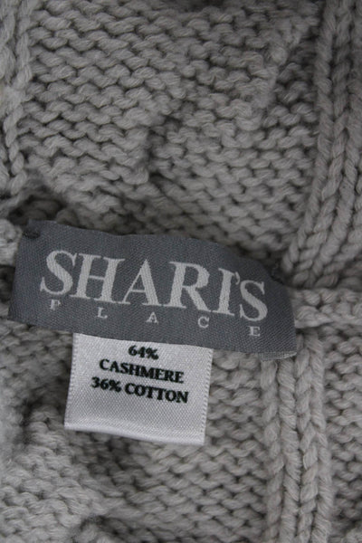 Sharis Place Women Cashmere Blend V-Neck Cable Knit Pullover Beige Size S