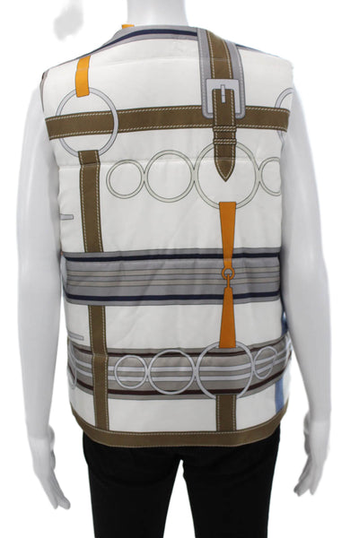 Rani Arabella Women Quilted Silk Geometric Multicolor Zip Vest Size M
