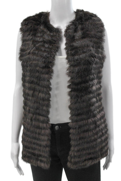 Allude Women Merino Wool Brown Sleeveless Vest Round Neck Solid Size S