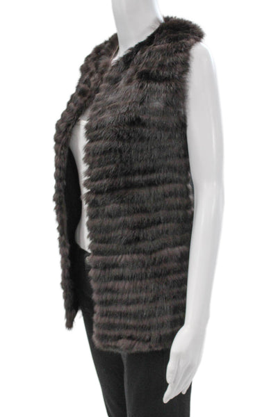 Allude Women Merino Wool Brown Sleeveless Vest Round Neck Solid Size S