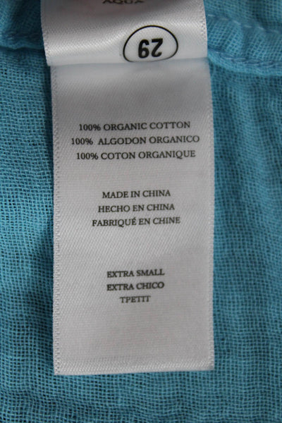 Rails Womens Collared Long Sleeve Organic Cotton Button-Up Top Blue Size XS