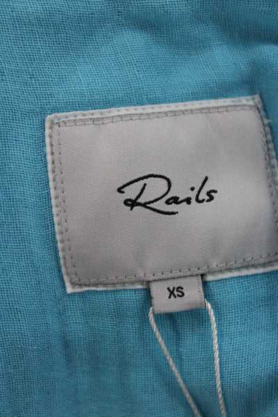 Rails Womens Collared Long Sleeve Organic Cotton Button-Up Top Blue Size XS