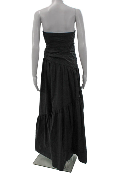 ALC Women Black 100% Cotton Square Neck Sleeveless Maxi Dress Size 2