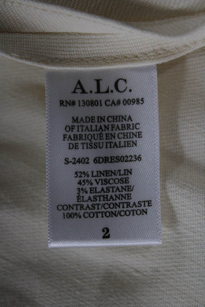 ALC Women Tank Dress Ivory Midi Square Neck Size 2