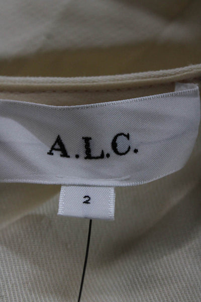 ALC Women Tank Dress Ivory Midi Square Neck Size 2