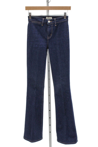 L Agence Women Flared Jeans High Rise Blue Cotton Inseam 33 Size 23