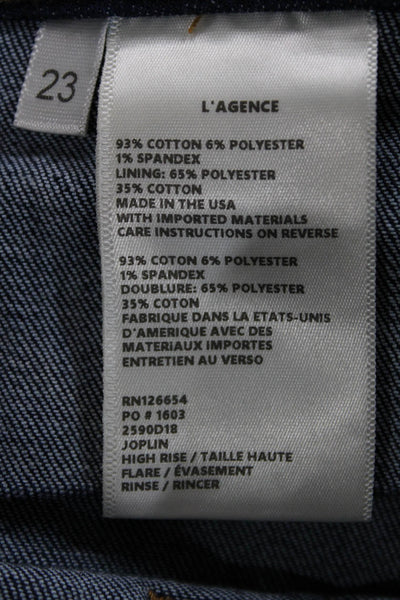L Agence Women Flared Jeans High Rise Blue Cotton Inseam 33 Size 23
