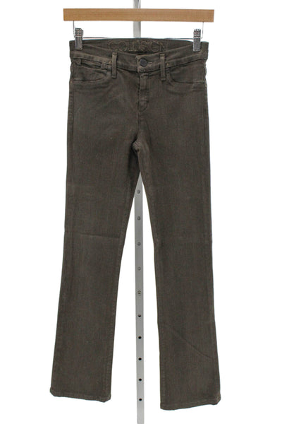 Goldsign Women Bootcut Jeans Brown Cotton Mid Rise Button Fly Inseam 30 Size 25
