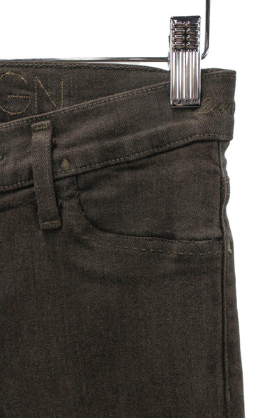 Goldsign Women Bootcut Jeans Brown Cotton Mid Rise Button Fly Inseam 30 Size 25