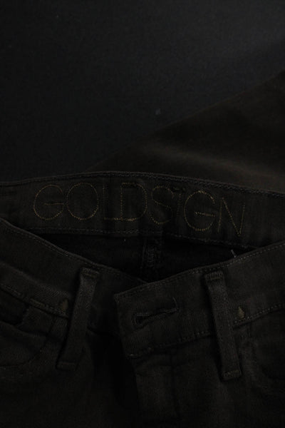 Goldsign Women Bootcut Jeans Brown Cotton Mid Rise Button Fly Inseam 30 Size 25