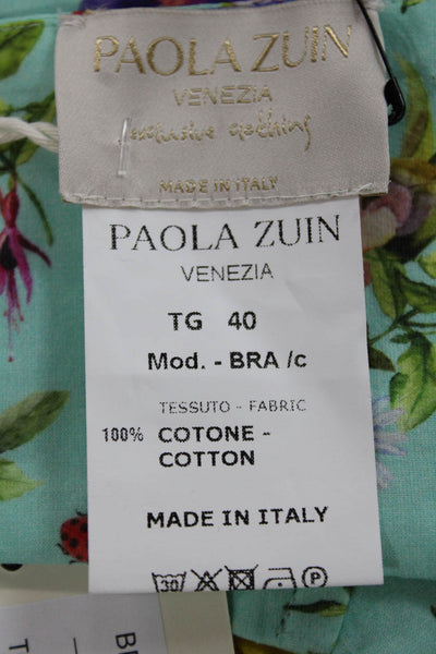 Paola Zuin Womens Multicolor Floral Cotton Square Neck Camisole Size 40