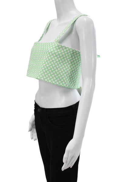 Paola Zuin Women Cropped Tank Green Cotton Square Neck Geometric Size 40