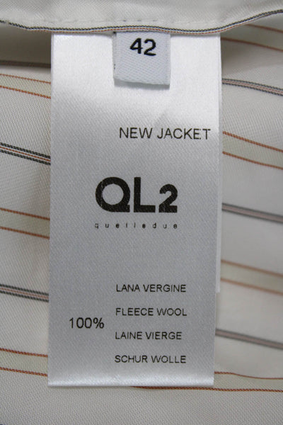 QL2 Women Beige Wool V-Neck Button Vest Sleeveless Solid Fall Size 42