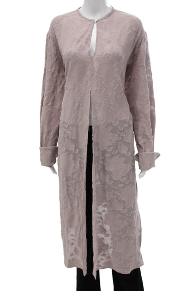 QL2 Womens Kaftan Pink Floral Collared Long Sleeve Polyester Blend Size 42