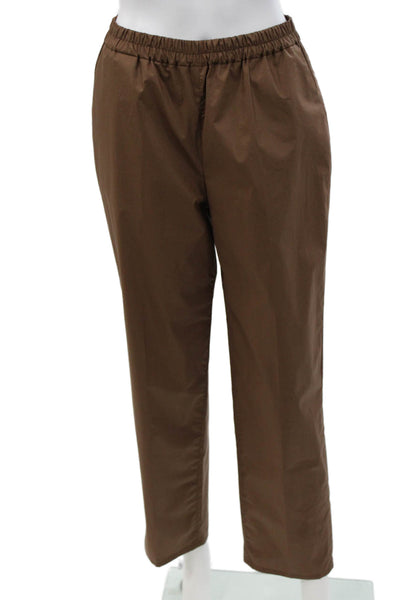 QL2 Unisex Adults Chino Pants Brown Cotton Drawstring Size 42