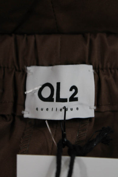 QL2 Unisex Adults Chino Pants Brown Cotton Drawstring Size 42
