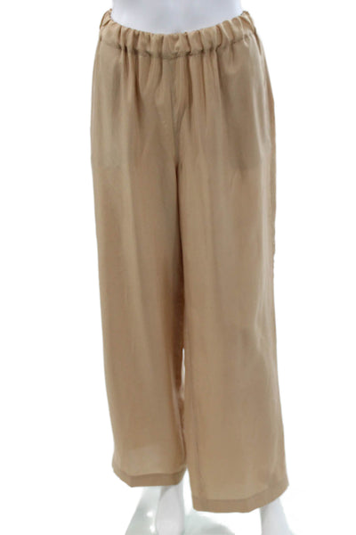QL2 Women Silk Dress Pants Beige Pull On Size 42