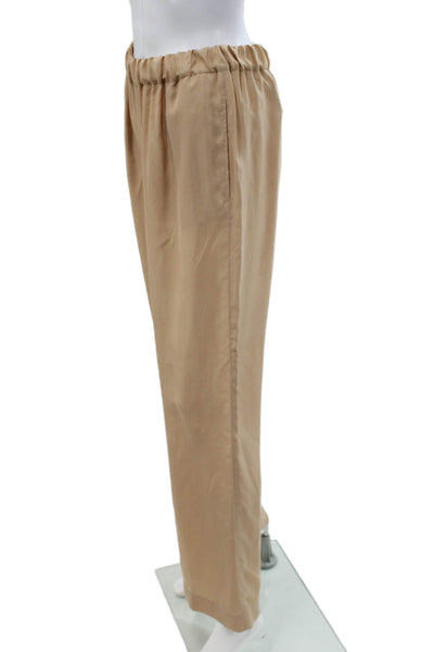 QL2 Women Silk Dress Pants Beige Pull On Size 42