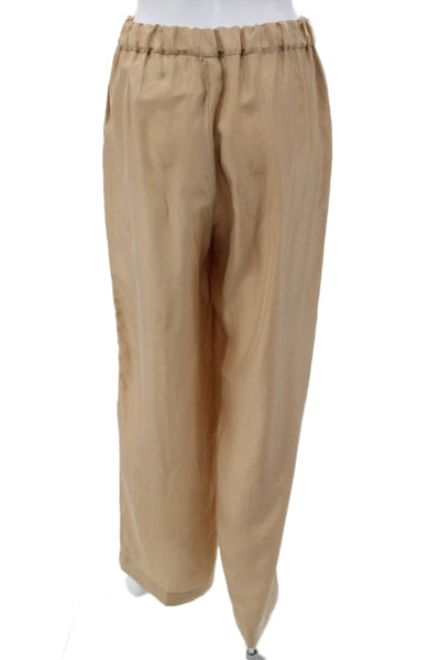 QL2 Women Silk Dress Pants Beige Pull On Size 42
