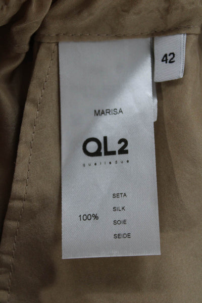 QL2 Women Silk Dress Pants Beige Pull On Size 42