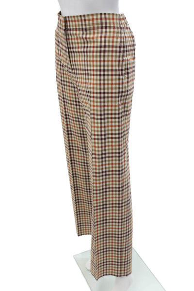 QL2 Womens Dress Pants Multicolor Plaid Check Cotton Blend Button Size 42