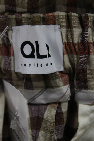 QL2 Womens Dress Pants Multicolor Plaid Check Cotton Blend Button Size 42
