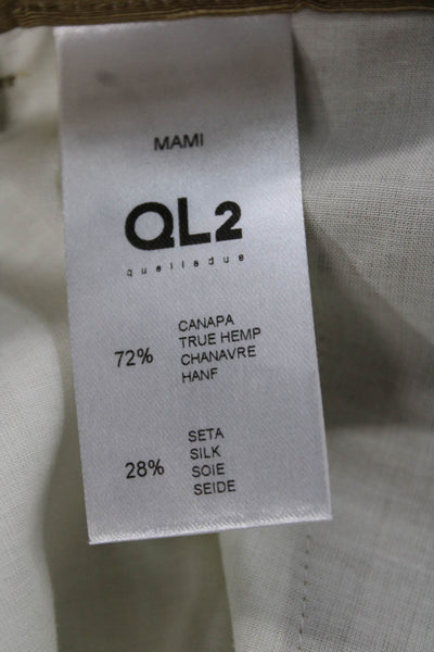 QL2 Women Dress Pants Brown Hemp Button Casual Size 42