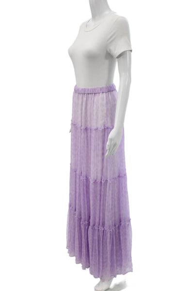 Paola Zuin Women Maxi Skirt Purple Silk Animal Print Size 40