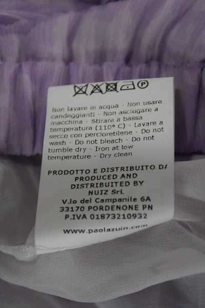 Paola Zuin Women Maxi Skirt Purple Silk Animal Print Size 40