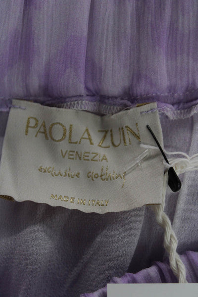 Paola Zuin Women Maxi Skirt Purple Silk Animal Print Size 40