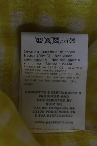 Paola Zuin Women Yellow Floral Check Maxi Dress Sleeveless High Neck Size 40
