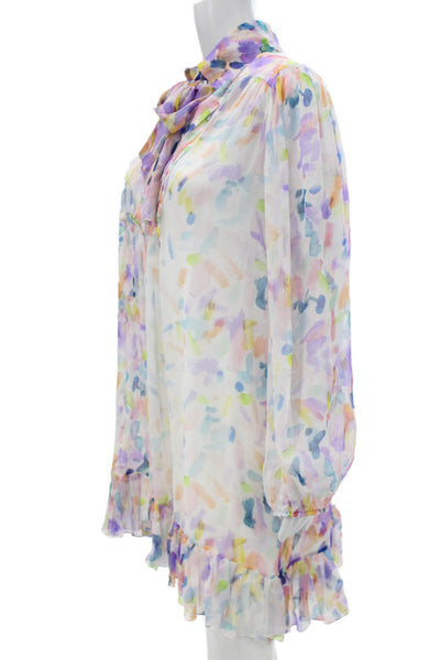 Paola Zuin Womens Babydoll Dress Collared Graphic Multicolor Size 40