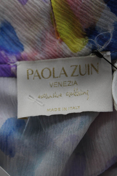 Paola Zuin Womens Babydoll Dress Collared Graphic Multicolor Size 40