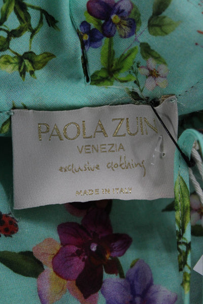 Paola Zuin Women Babydoll Dress Green Collared Long Sleeve Size 40